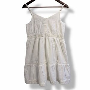 GAP Teen White Eyelet Lace Smocked Back Tiered Sundress Boho 18-20